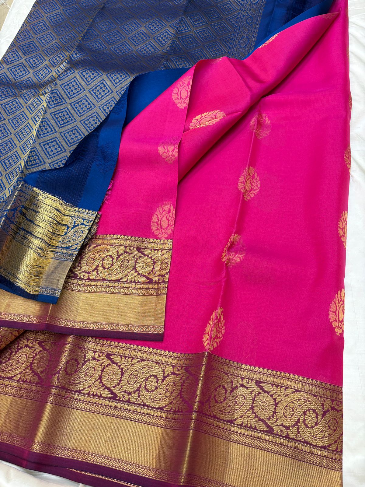 Pink - Half Mix Kanchi Soft Silk