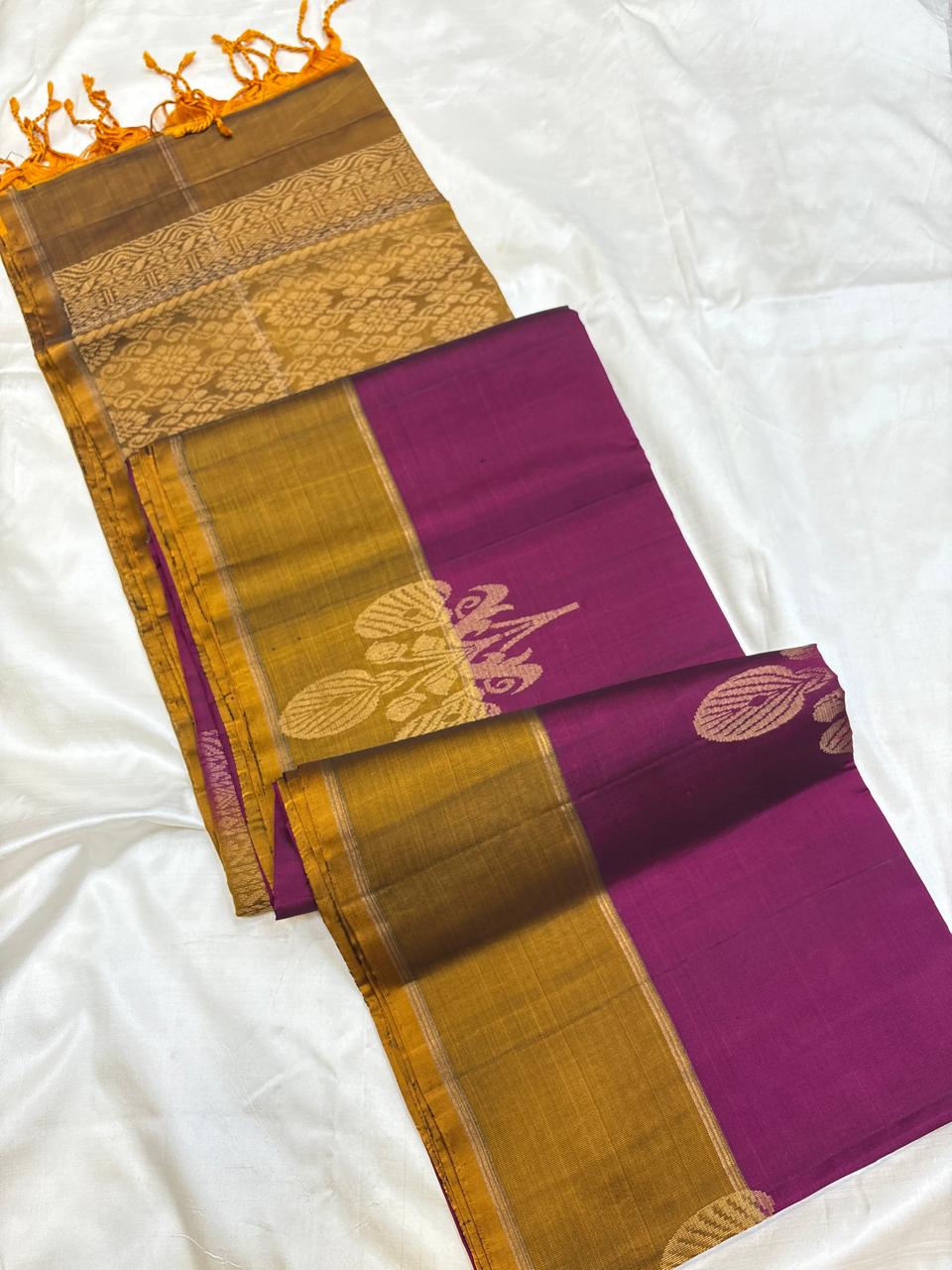 Magenta -Mustard Soft Silk